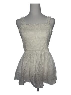 NWT Altar'd State White Smocked Eyelet Tank Top XL